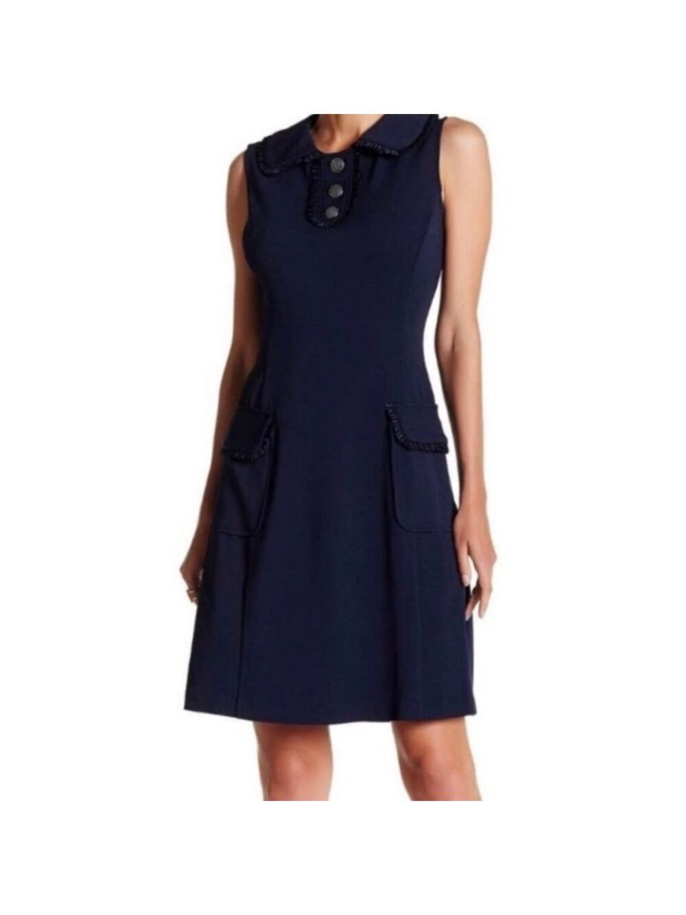 Nanette Lepore Blue Ruffled Collar Dress, Size 2